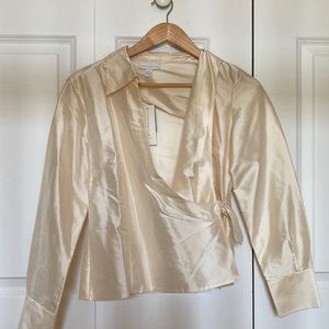 Charter Club Women’s Size 4 Woven Ivory Silk Shirt